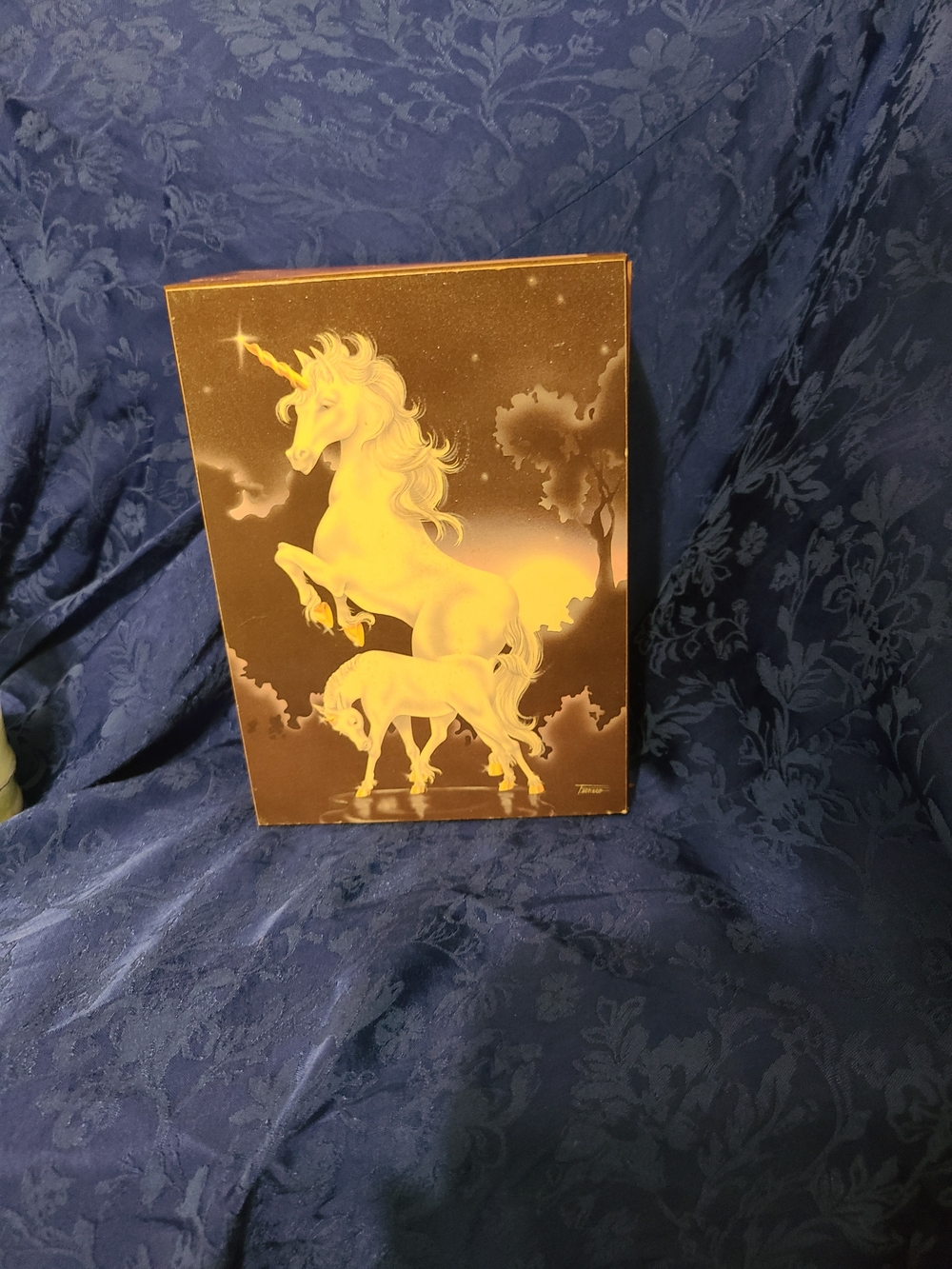 Vintage Gold Unicorn Jewelry Box Artwork
